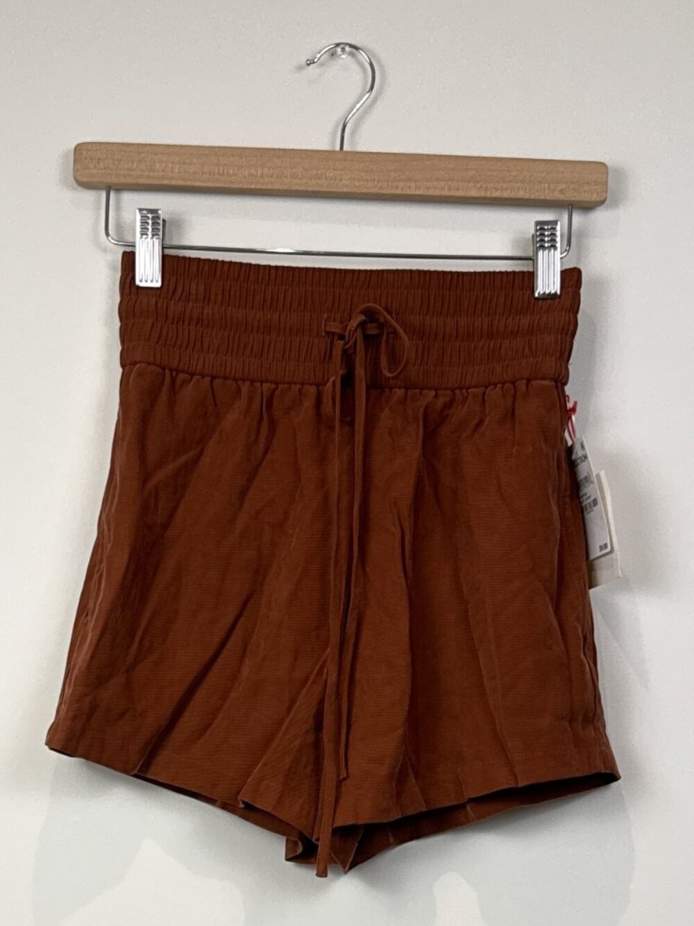 Open Edit Womens Brown High Waist Smocked Drawstring Lounge Shorts XXS